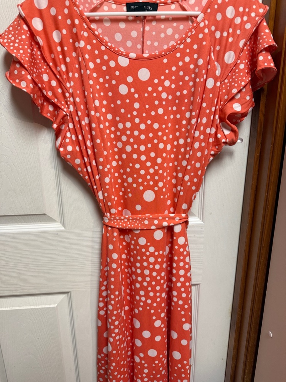 Pepe Jeans Coral Polka Dot Belted Dress
